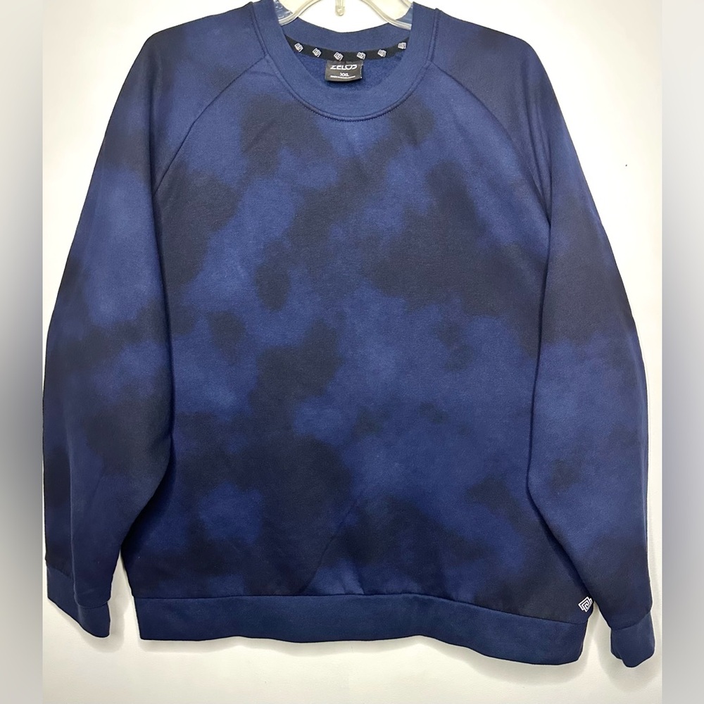 Zelos Men's Navy Cloud Dye Crewneck Sweatshirt Size XXL EUC